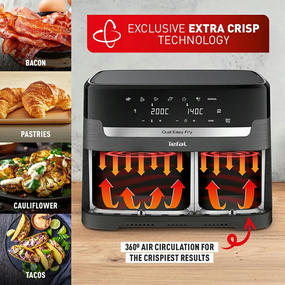 Tefal Easy Fry Dual XXL 11L Air Fryer - Coal Grey | EY942HG0 - Image 7