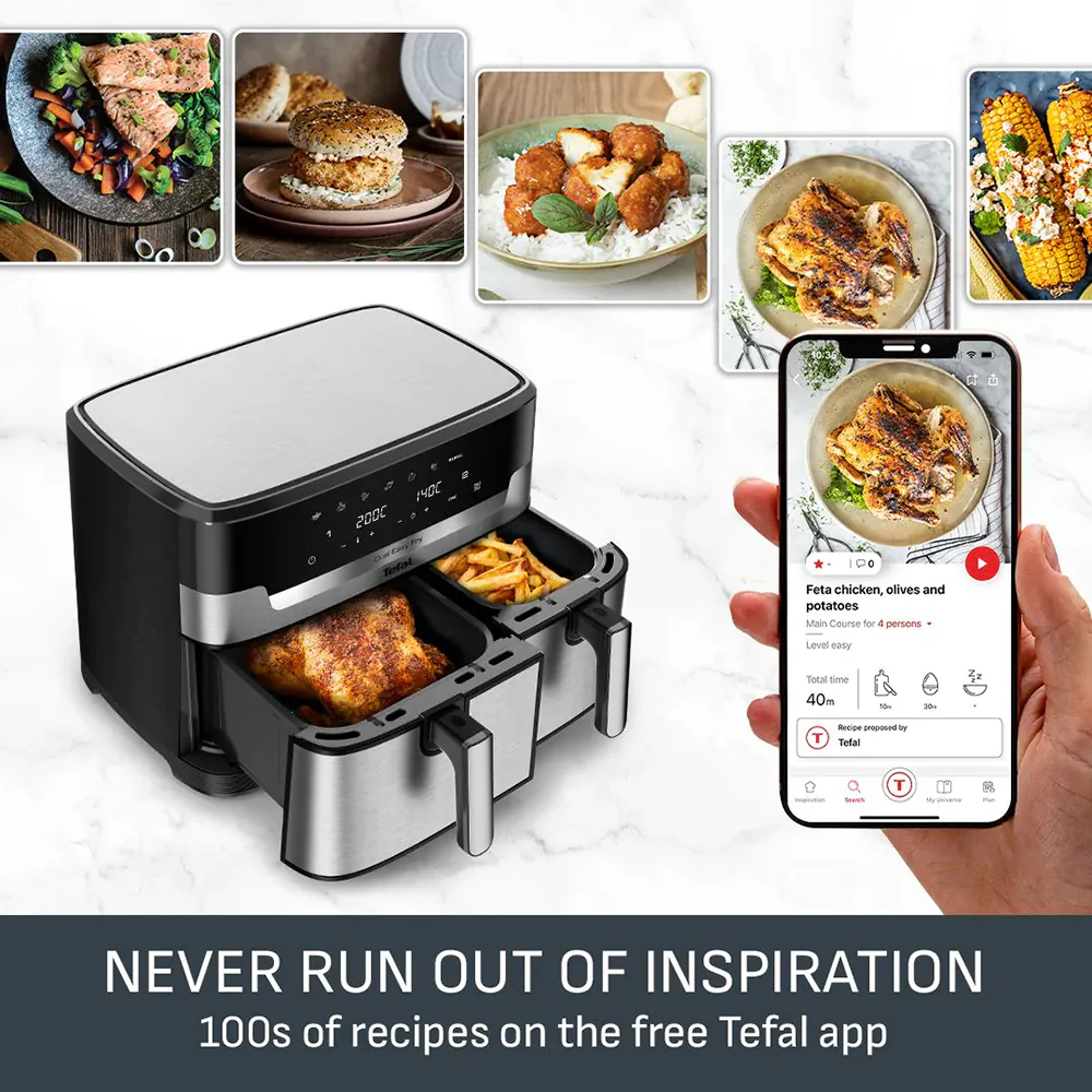 Tefal Easy Fry Dual XXL 11L Air Fryer - Stainless Steel | EY942DG1 - Image 4