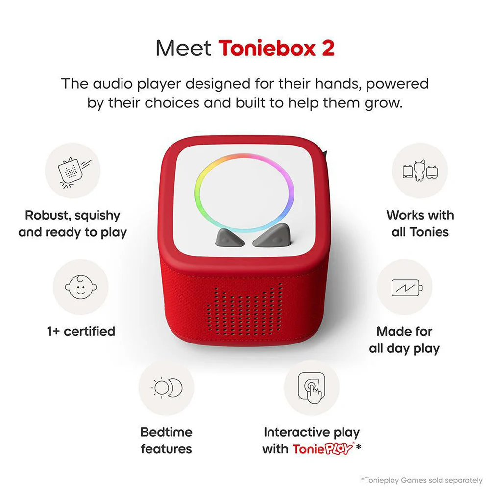 Tonies Toniebox 2 Starter Set with Creative Tonie Rubie - Sunset Red | 11002432 - Image 4