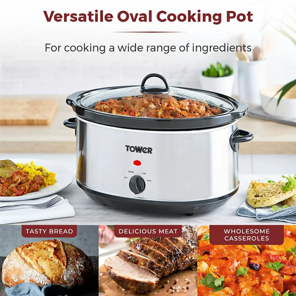 Tower 6.5L Slow Cooker - Stainless Steel | T16040Y - Image 6