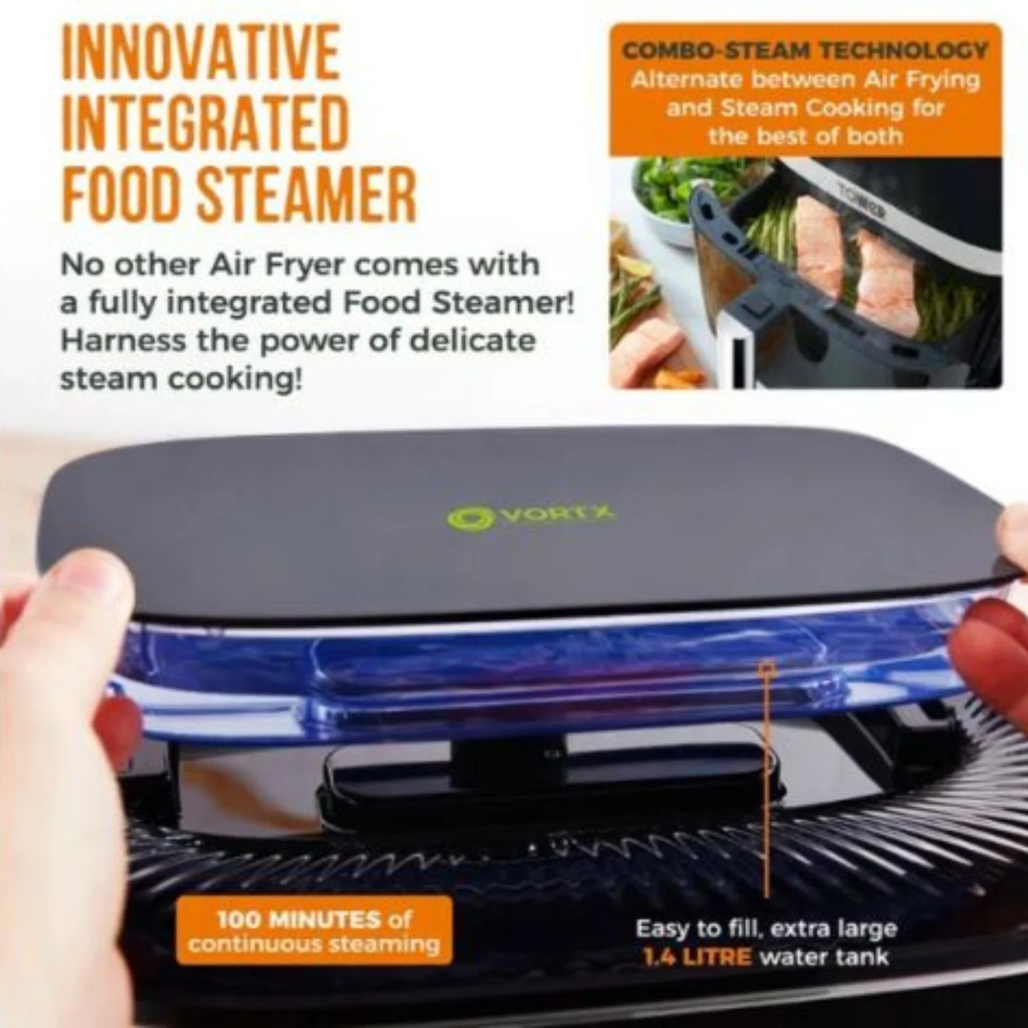 Tower Vortx 1700W 7L Steam Air Fryer - Black | T17101 - Image 5