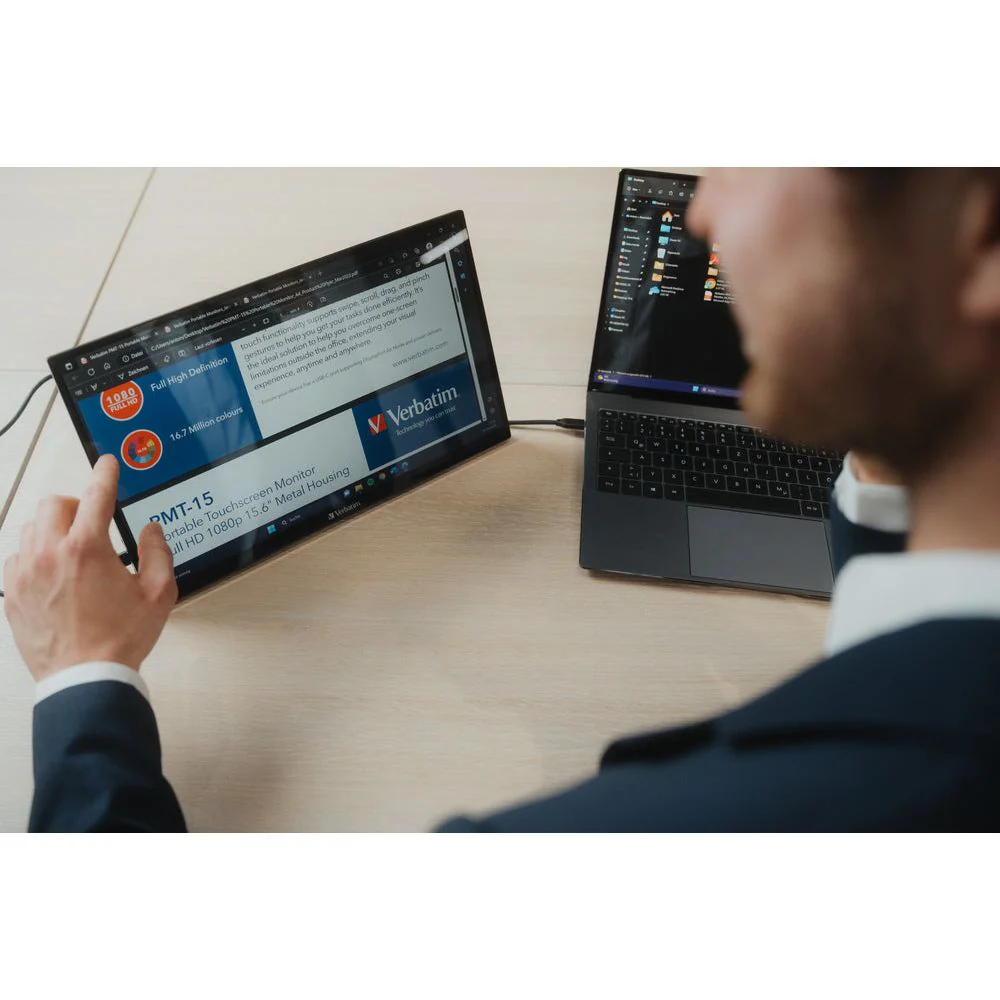 Verbatim 15.6" Full HD Portable Touchscreen Monitor - Black | 114-49592 - Image 9