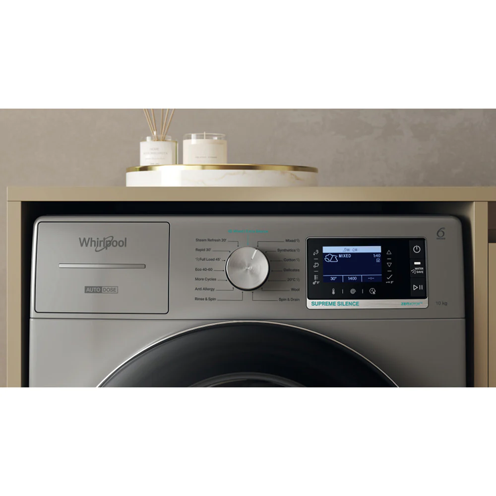 Whirlpool Supreme Silence 10KG 1400RPM Freestanding Washing Machine - Silver | W8 09ADS SILENCE UK - Image 7