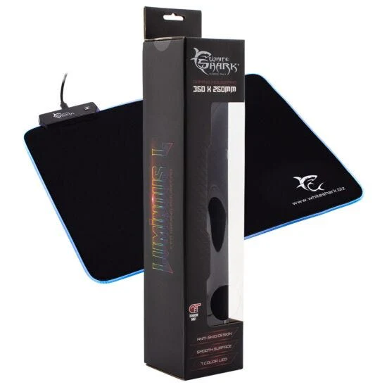 White Shark Luminous Gaming Mouse Pad with LED Illuminated Edges - Black | LUMINOUS -350X250 - Image 3