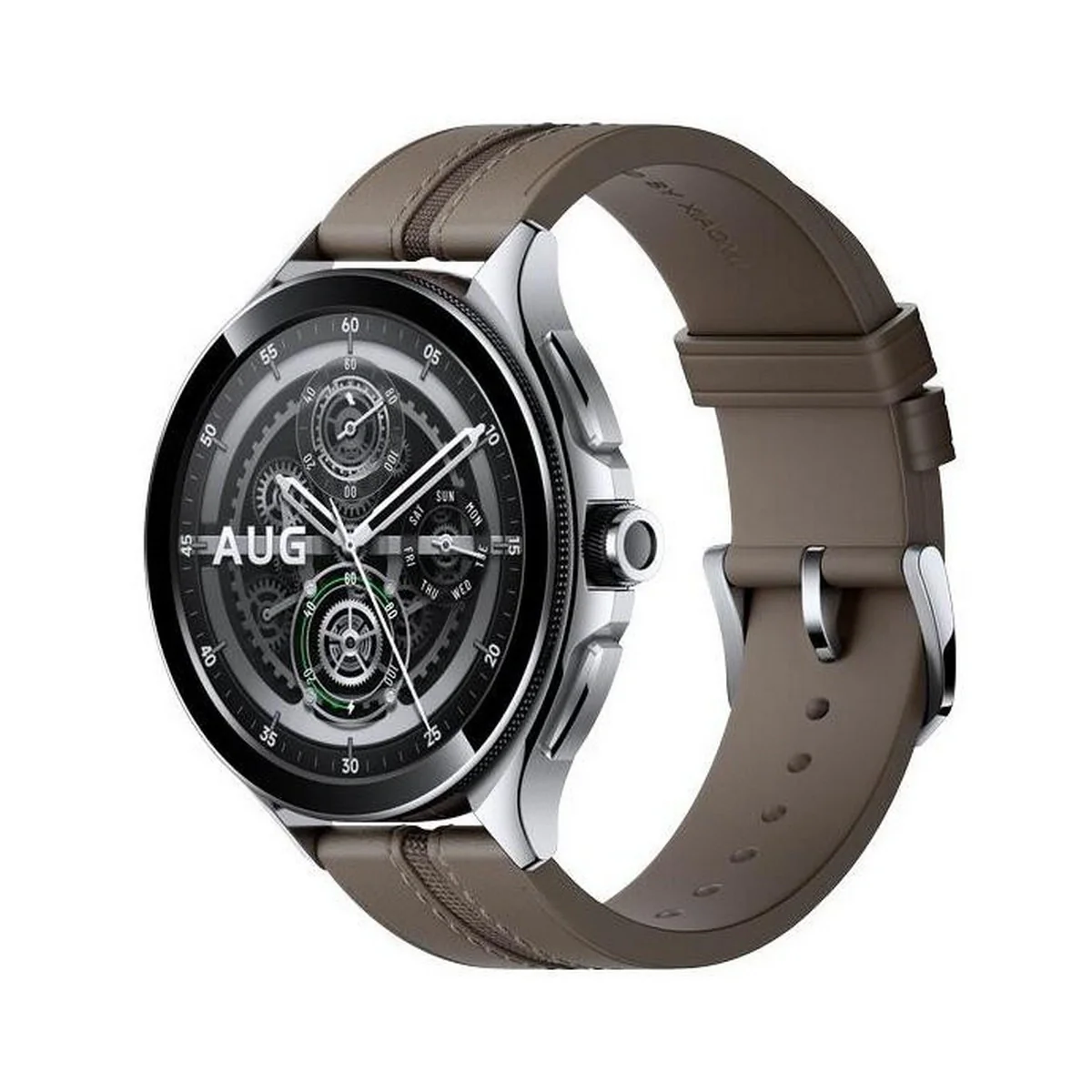 Xiaomi Watch 2 Pro 48MM Smart Watch with Brown Leather Strap - Silver | BHR7216GL